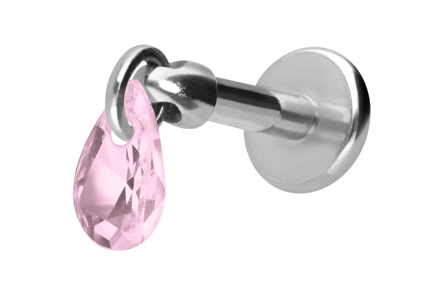 Titan Labret Piercing mit Innengewinde KRISTALLTROPFEN